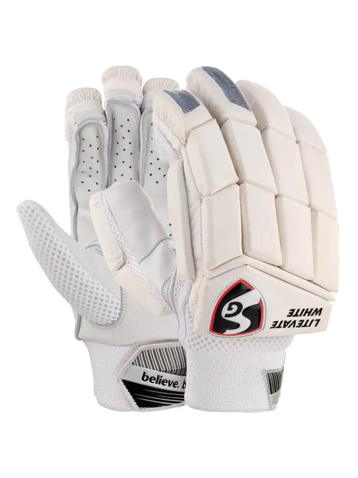 SG - Litevate White Cricket Batting Gloves Mens Size
