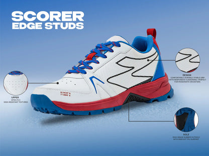 SG - Scorer Edge White/Red Cricket Shoes