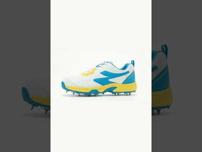 SG - Savage Max Spikes White/Yellow/Sky Blue Cricket Shoes